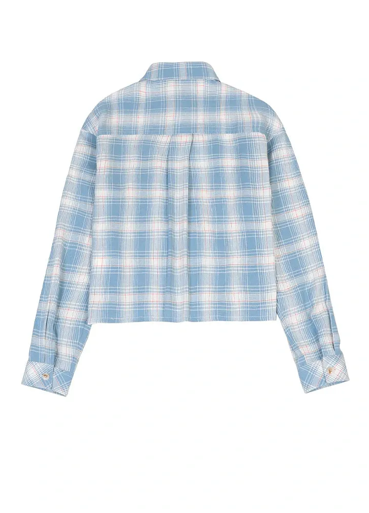 Women's Breathable Flannel Cropped Plaid Shirt