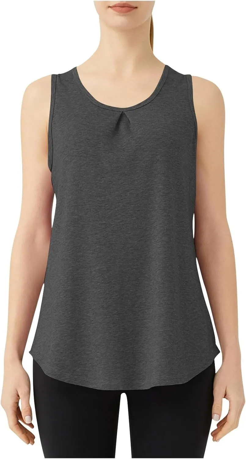 Women's Solid Quick Dry Sports Workout Tank Tops, Summer Lightweight Comfy Casual Undershirt with Irregular Ruffle Hem