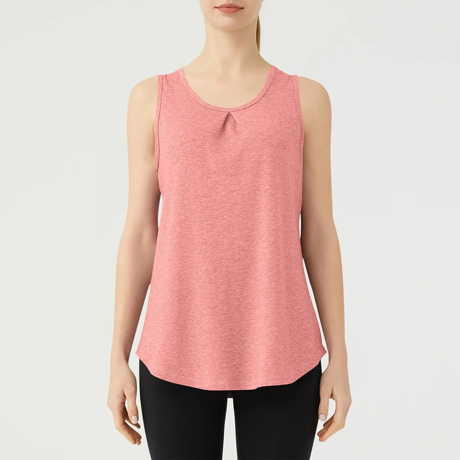 Women's Solid Quick Dry Sports Workout Tank Tops, Summer Lightweight Comfy Casual Undershirt with Irregular Ruffle Hem