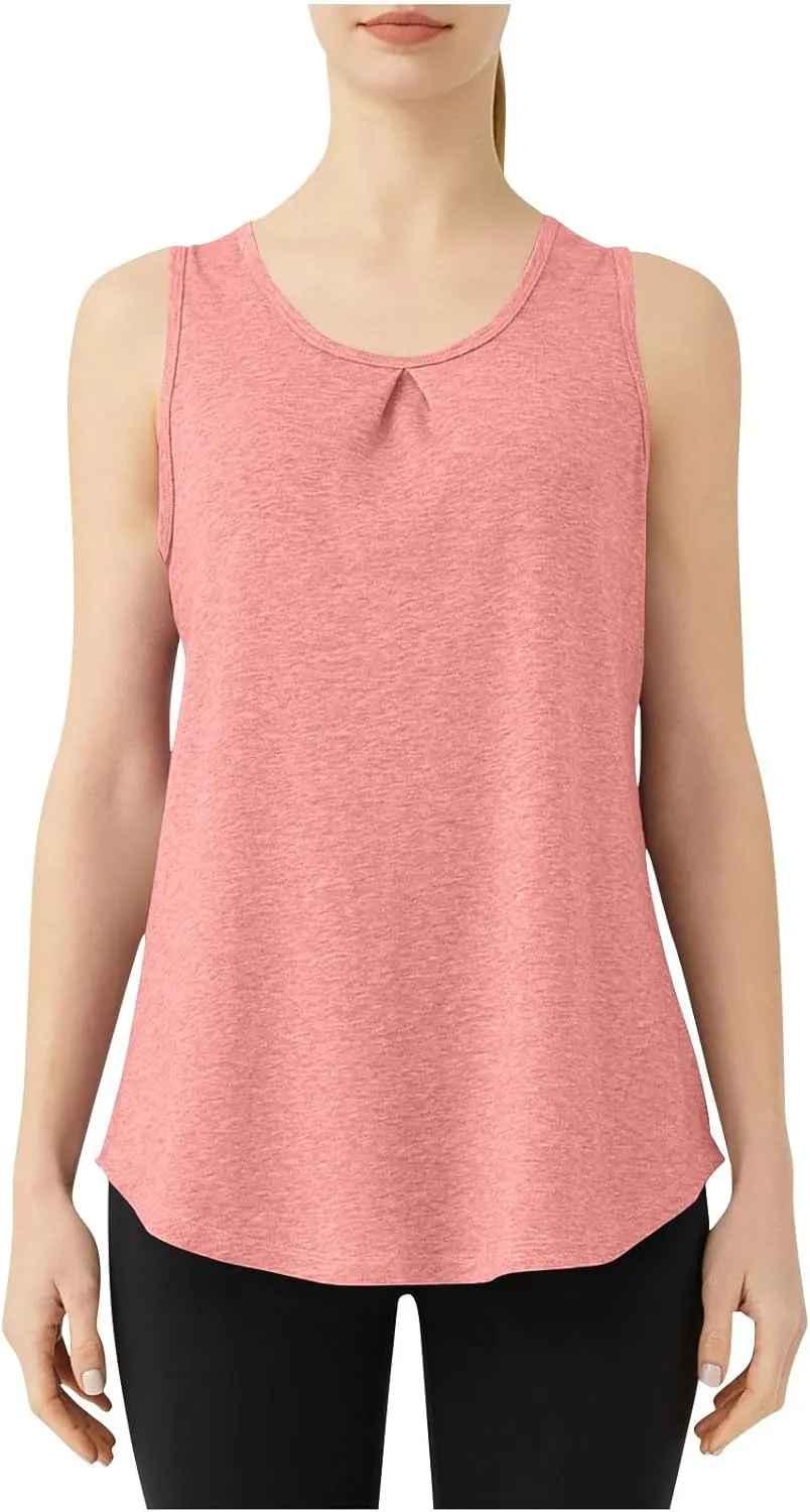 Women's Solid Quick Dry Sports Workout Tank Tops, Summer Lightweight Comfy Casual Undershirt with Irregular Ruffle Hem