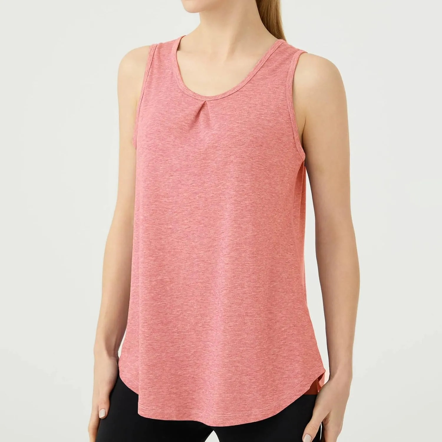 Women's Solid Quick Dry Sports Workout Tank Tops, Summer Lightweight Comfy Casual Undershirt with Irregular Ruffle Hem