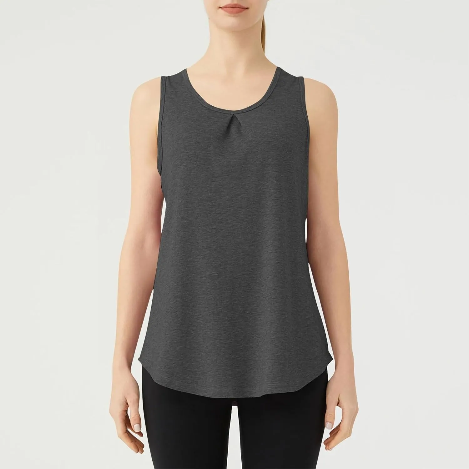 Women's Solid Quick Dry Sports Workout Tank Tops, Summer Lightweight Comfy Casual Undershirt with Irregular Ruffle Hem