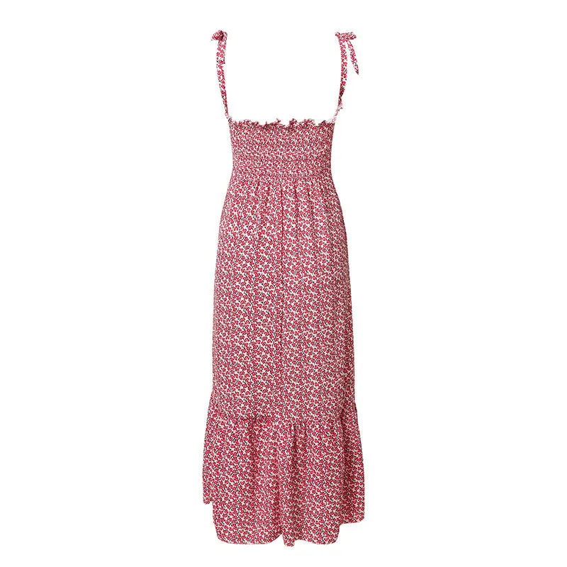 Women's Summer Casual Midi Lace-Up Dress With Print