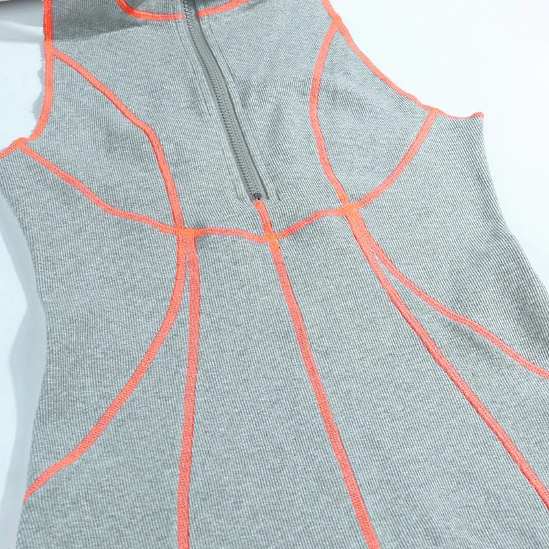 Women's Zipper Ribbed Slim Mini Dress