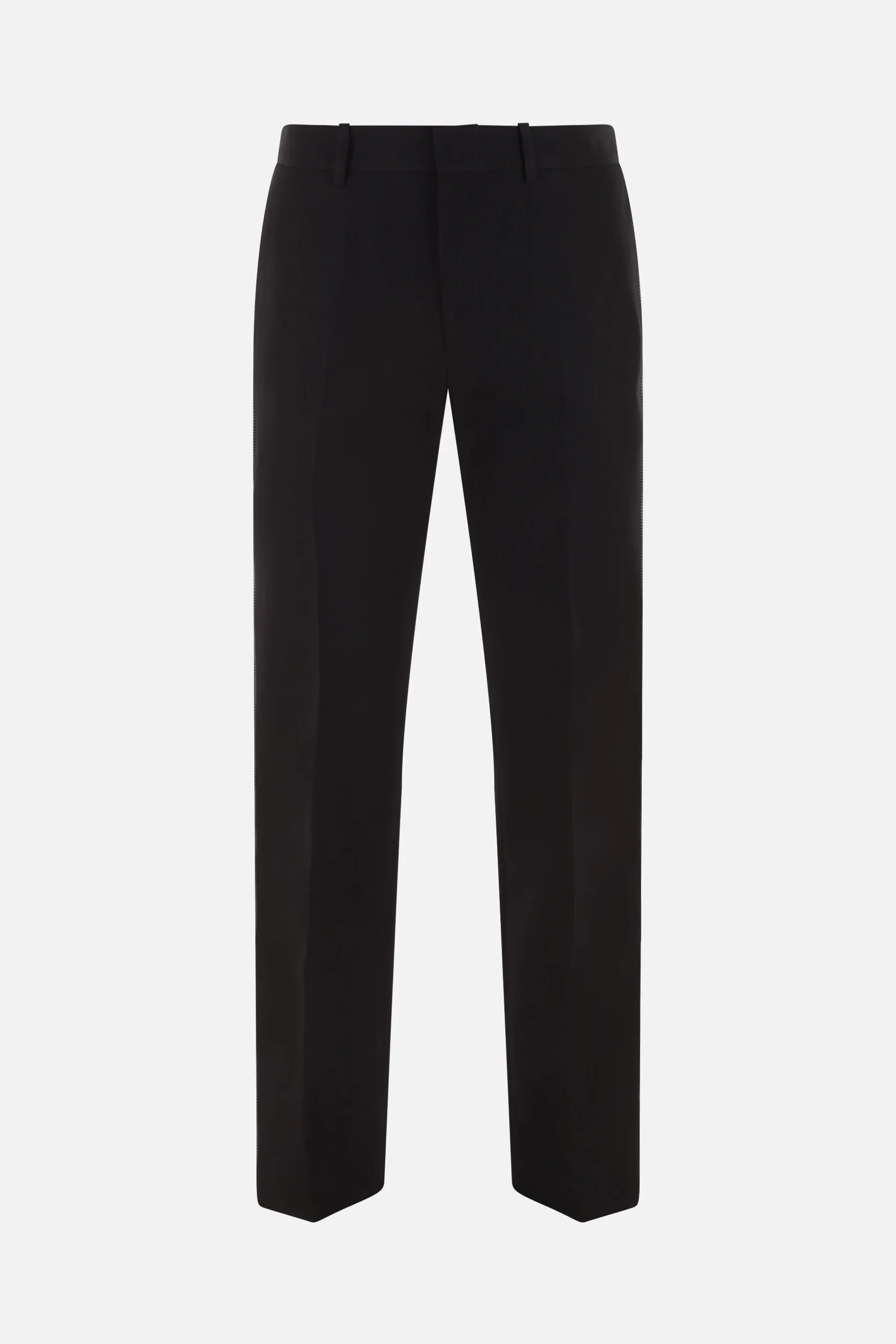 Zip-Detail Tailored Wool Trousers