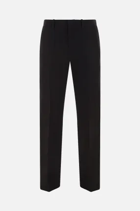 Zip-Detail Tailored Wool Trousers