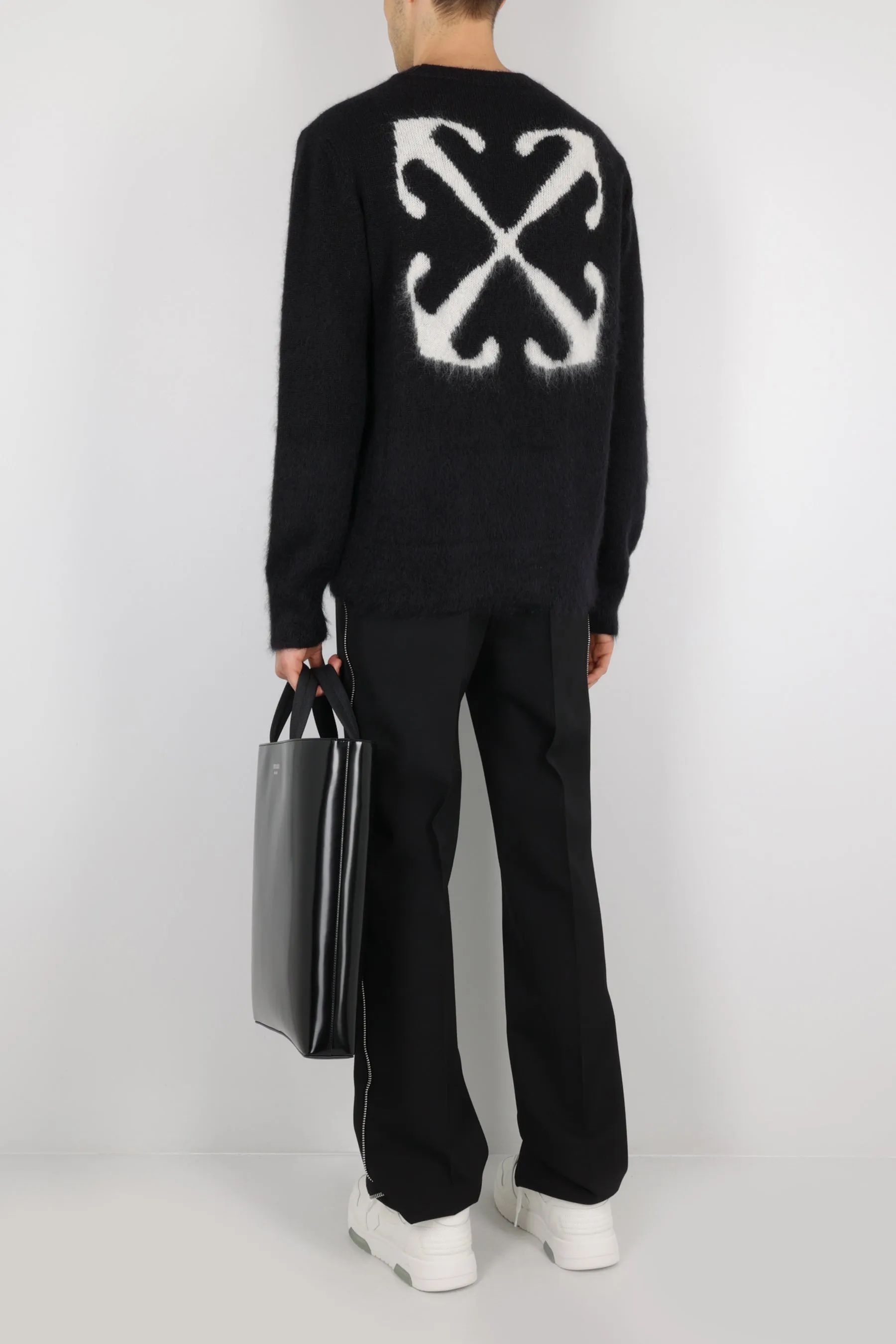 Zip-Detail Tailored Wool Trousers